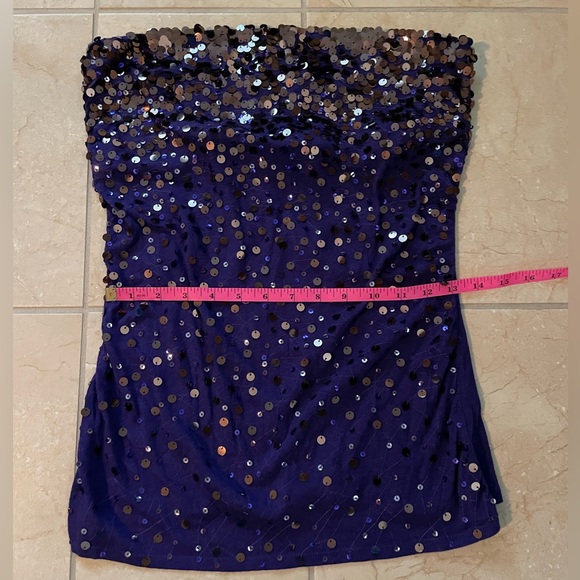 Express Strapless Purple Sequin Top with built in bra - Picture 7 of 9